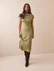 Green Gingham Puff Sleeve Marianna Midi Dress
