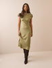 Green Gingham Puff Sleeve Marianna Midi Dress
