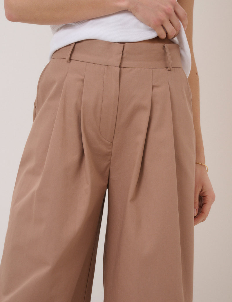 Beige High Waisted Trousers