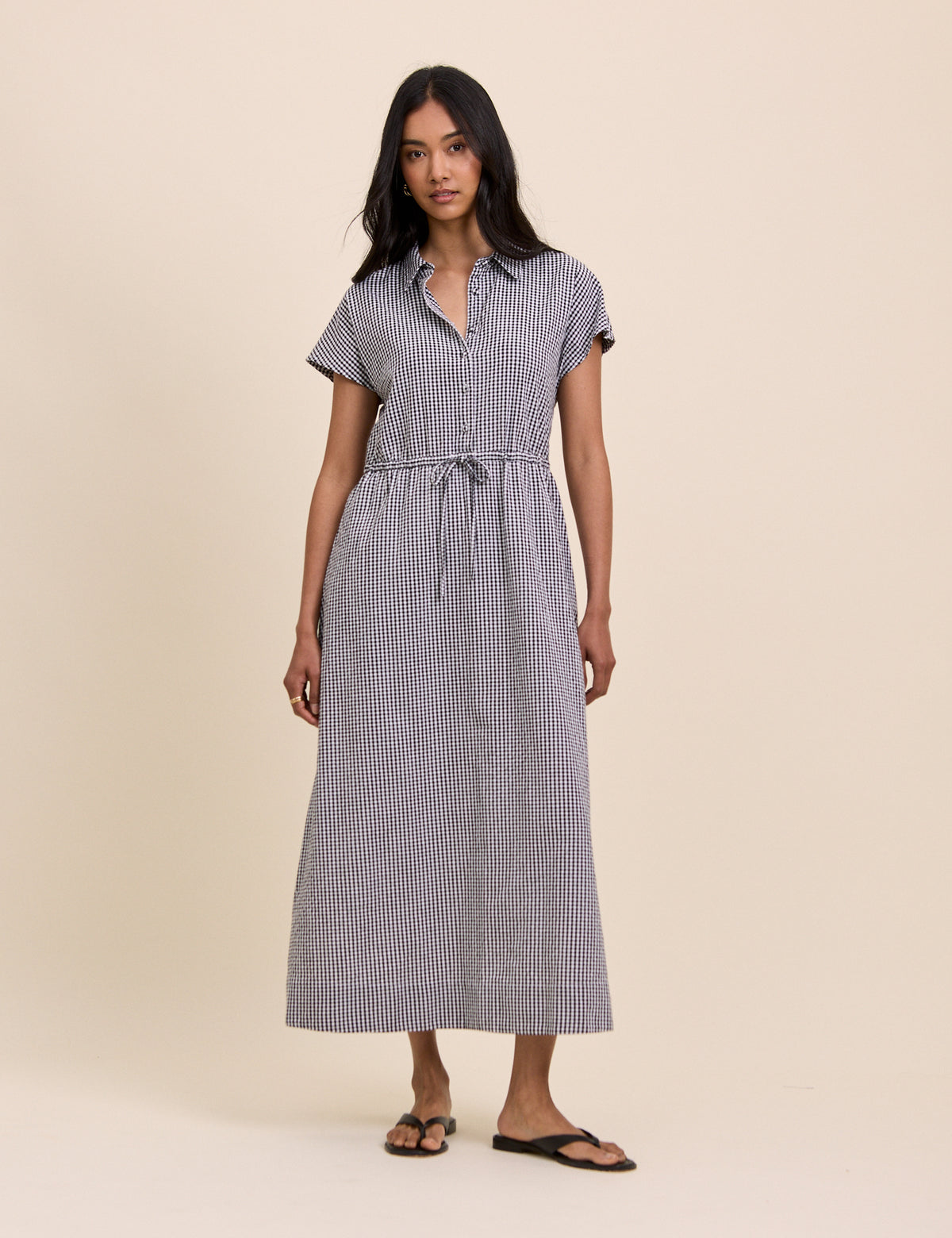 Black and White Gingham Mason Shirt Midi Dress