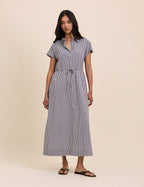 Black and White Gingham Mason Shirt Midi Dress