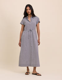 Black and White Gingham Mason Shirt Midi Dress