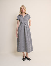 Black and White Gingham Mason Shirt Midi Dress