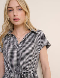 Black and White Gingham Mason Shirt Midi Dress