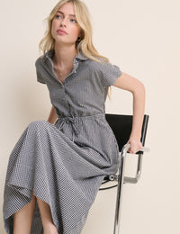 Black and White Gingham Mason Shirt Midi Dress