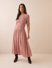 Pink Ditsy Floral Shirred Shay Midi Dress