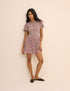 Burgundy Gingham Shirred Ioni Mini Dress