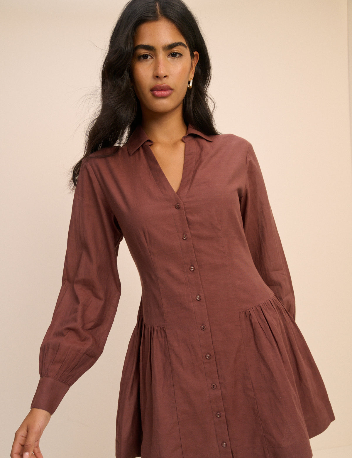 Brown Long Sleeve Roen Mini Dress