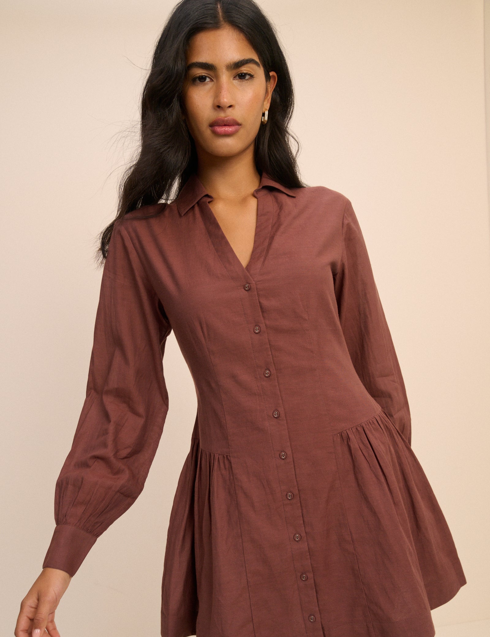 Brown Long Sleeve Roen Mini Dress