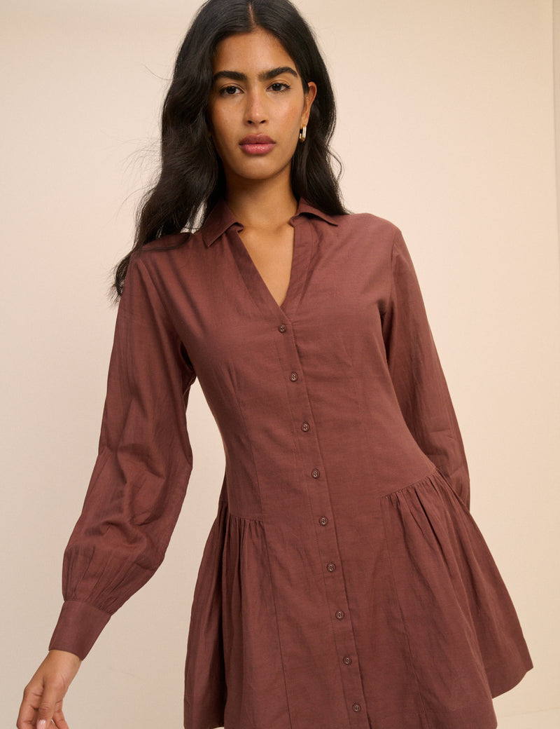 Brown Long Sleeve Roen Mini Dress