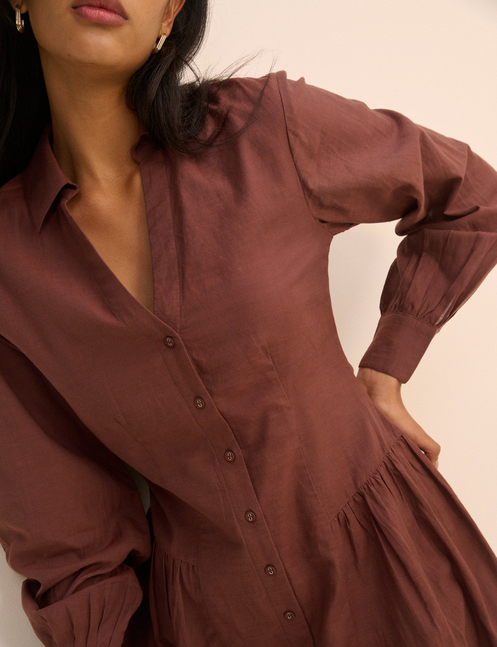 Brown Long Sleeve Roen Mini Dress