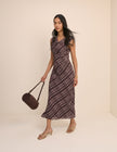 Brown Check Cowl Neck Theo Midi Dress