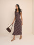 Brown Check Cowl Neck Theo Midi Dress