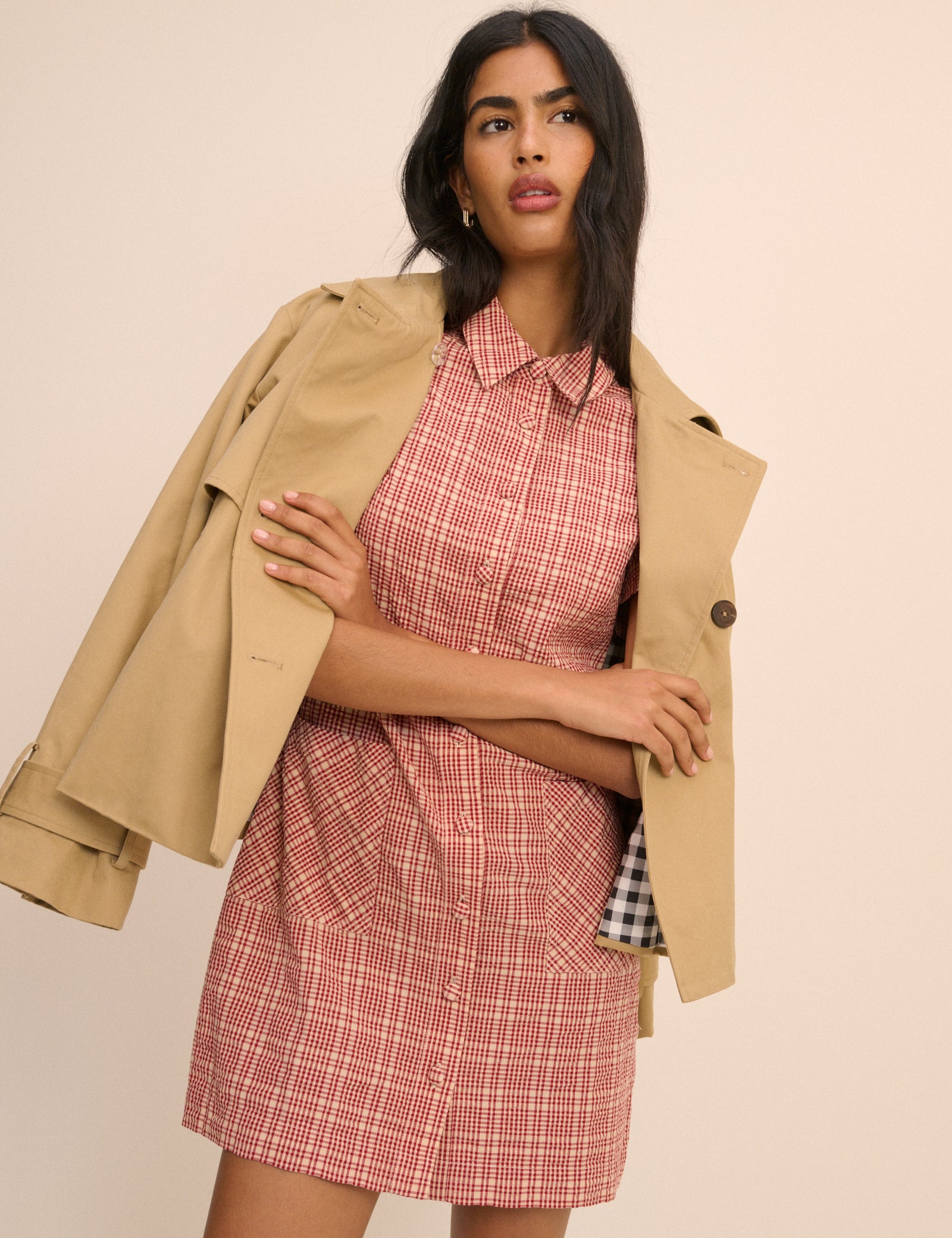 Red and Cream Check Lorna Mini Dress