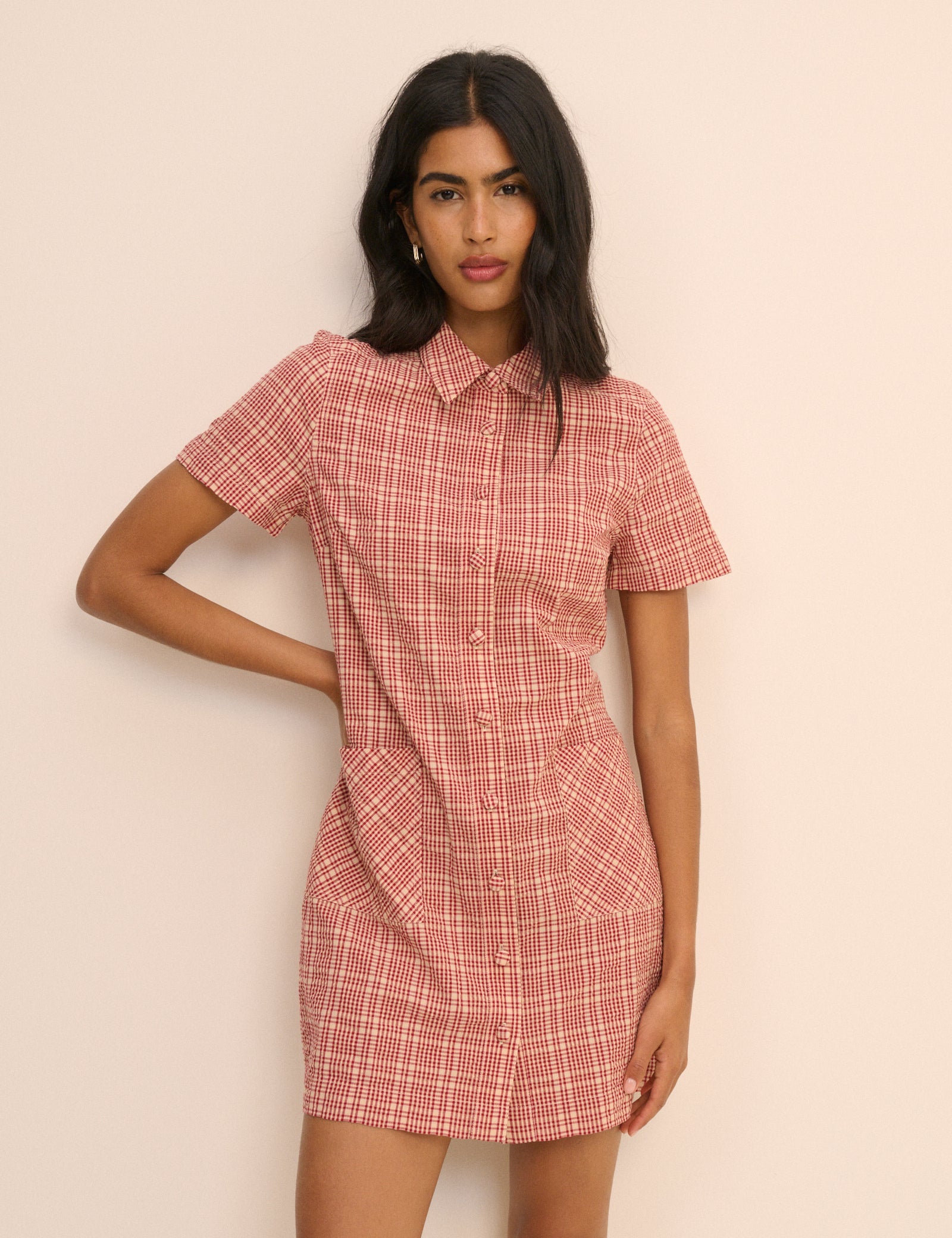 Red and Cream Check Lorna Mini Dress