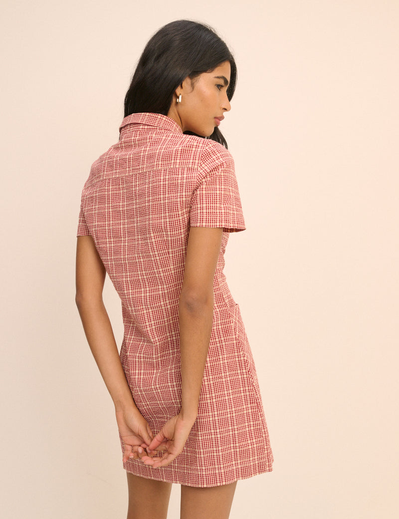Red and Cream Check Lorna Mini Dress