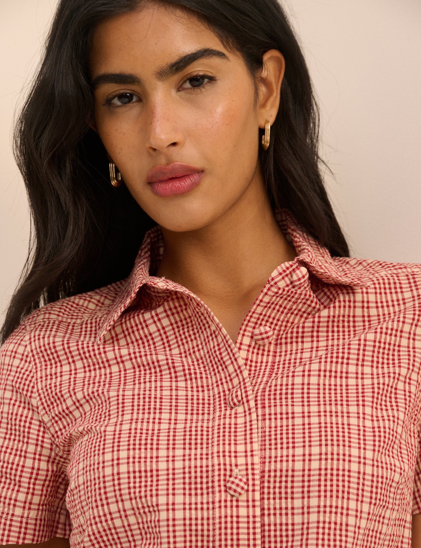 Red and Cream Check Lorna Mini Dress