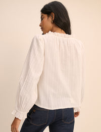 White Broderie Anglaise Trim Lumi Blouse
