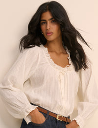 White Broderie Anglaise Trim Lumi Blouse