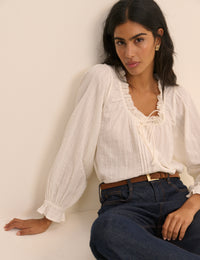 White Broderie Anglaise Trim Lumi Blouse