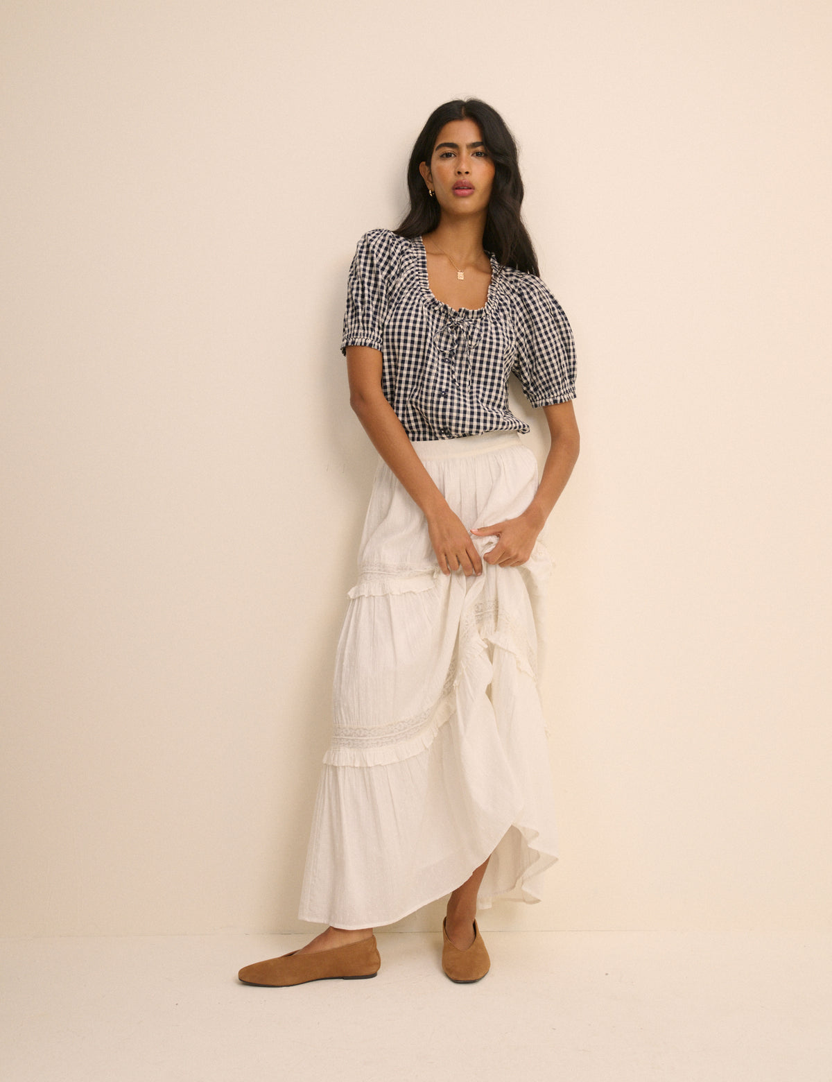 Blue Gingham Puff Sleeve Lumi Blouse