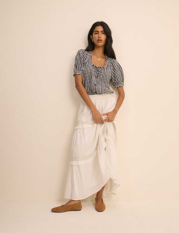 Blue Gingham Puff Sleeve Lumi Blouse