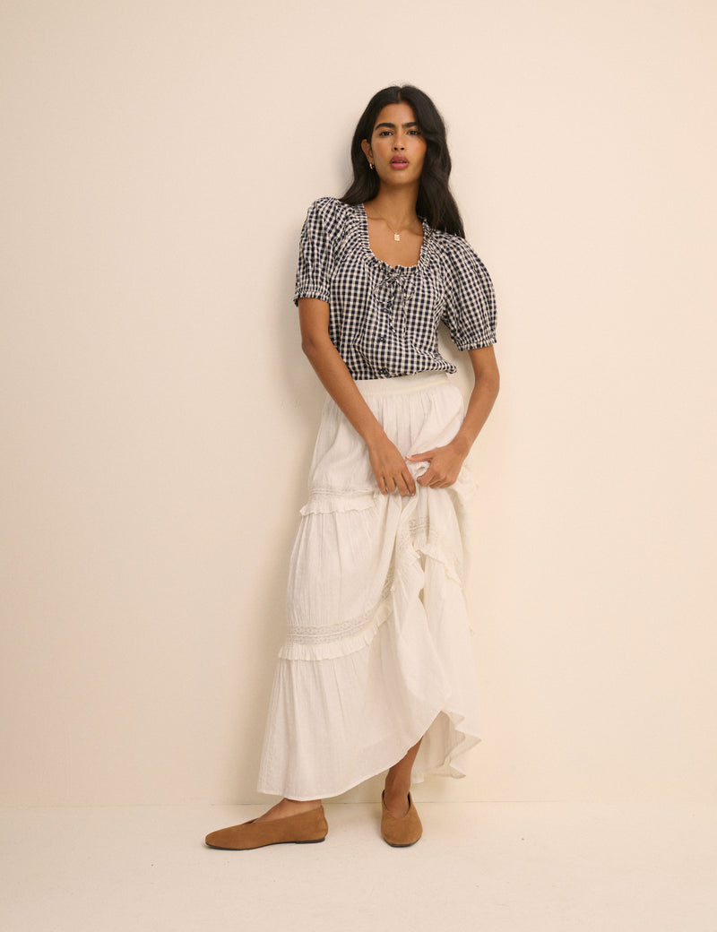 Blue Gingham Puff Sleeve Lumi Blouse