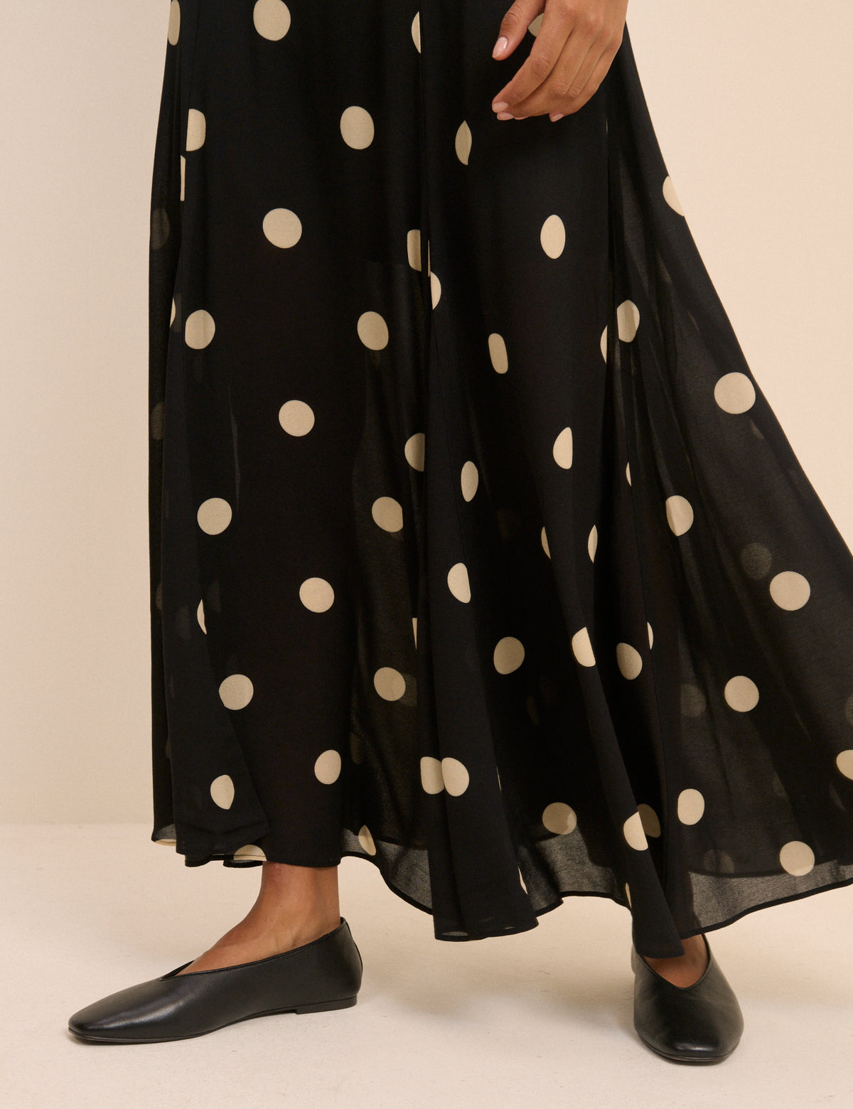 Black and Cream Polka Dot Selene Maxi Skirt