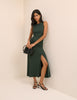 Green Ruched Mesh Tammy Midi Dress