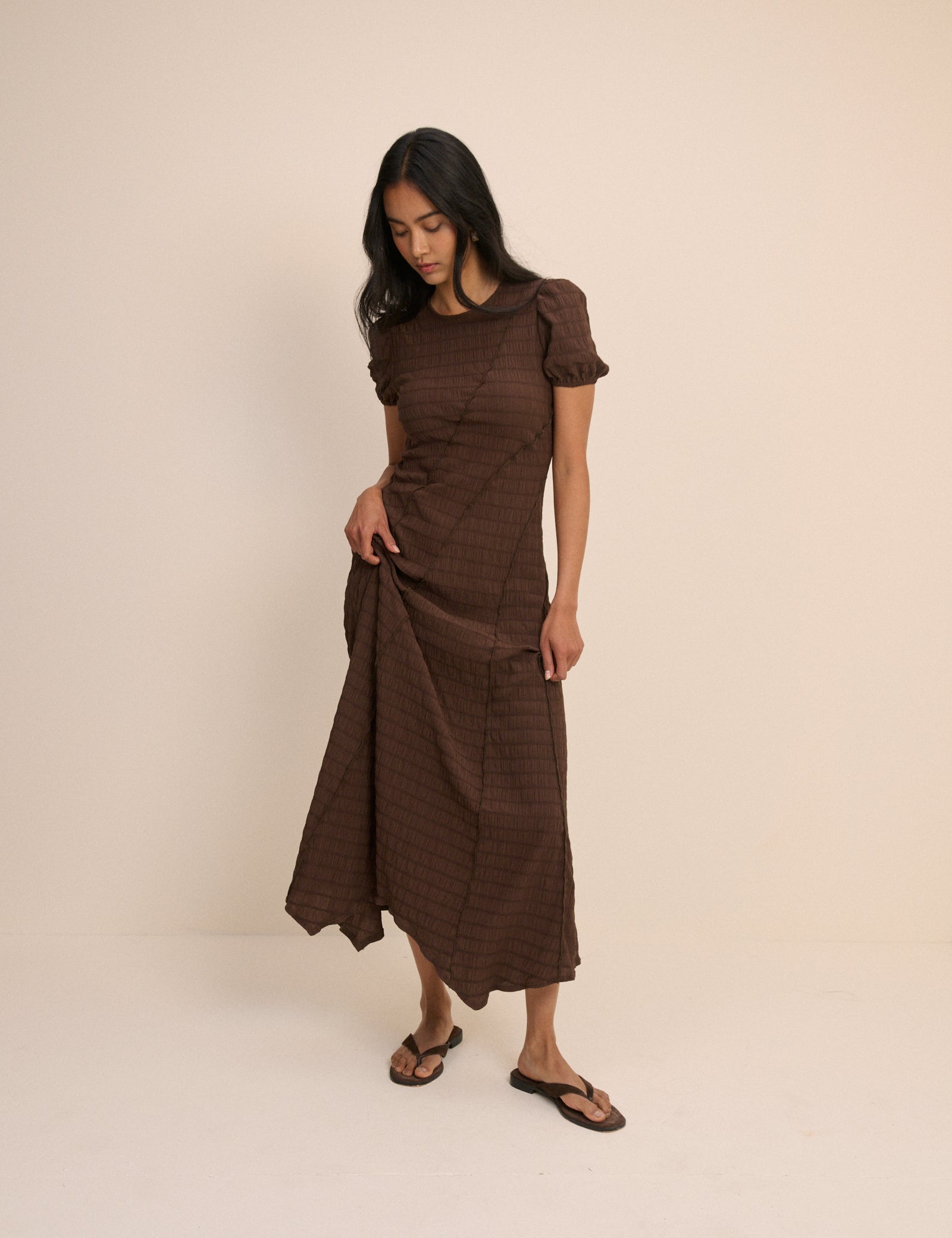 Brown Cassandra Jersey Midi Dress