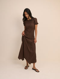 Brown Cassandra Jersey Midi Dress