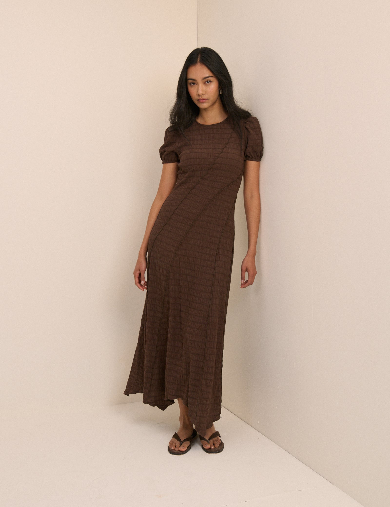Brown Cassandra Jersey Midi Dress