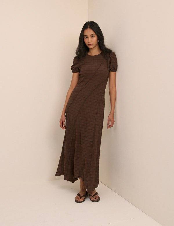 Brown Cassandra Jersey Midi Dress