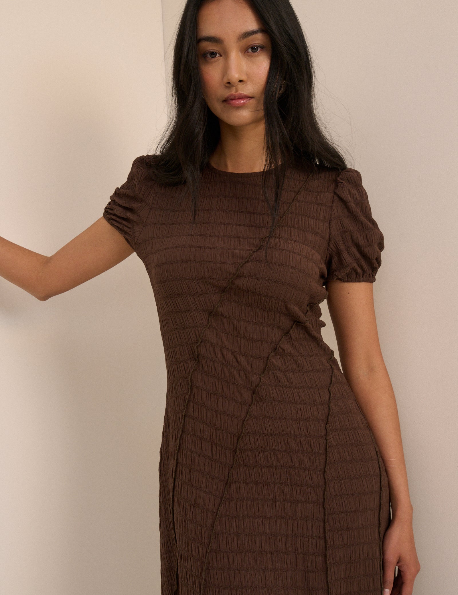 Brown Cassandra Jersey Midi Dress
