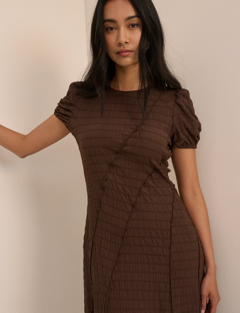 Brown Cassandra Jersey Midi Dress
