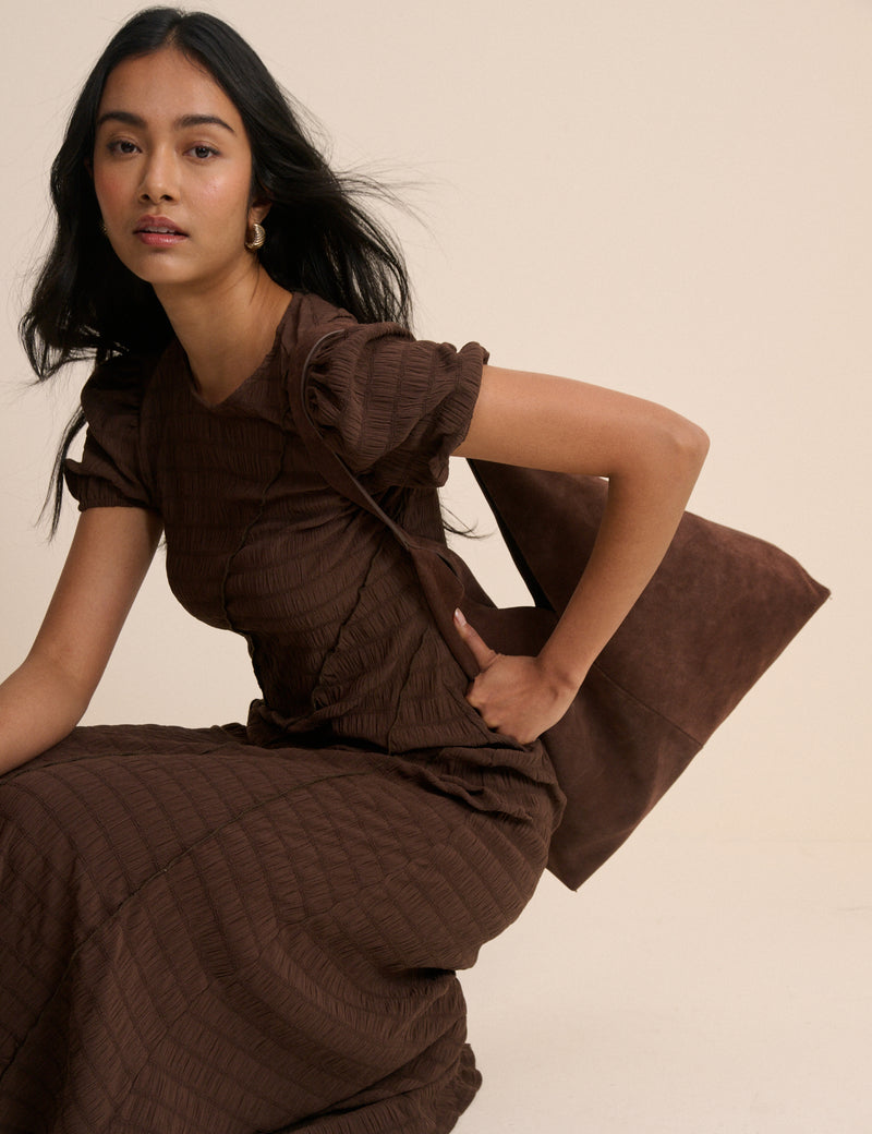 Brown Cassandra Jersey Midi Dress
