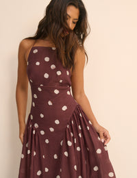 Brown Polka Dot Hartley Midi Dress