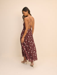 Brown Polka Dot Hartley Midi Dress