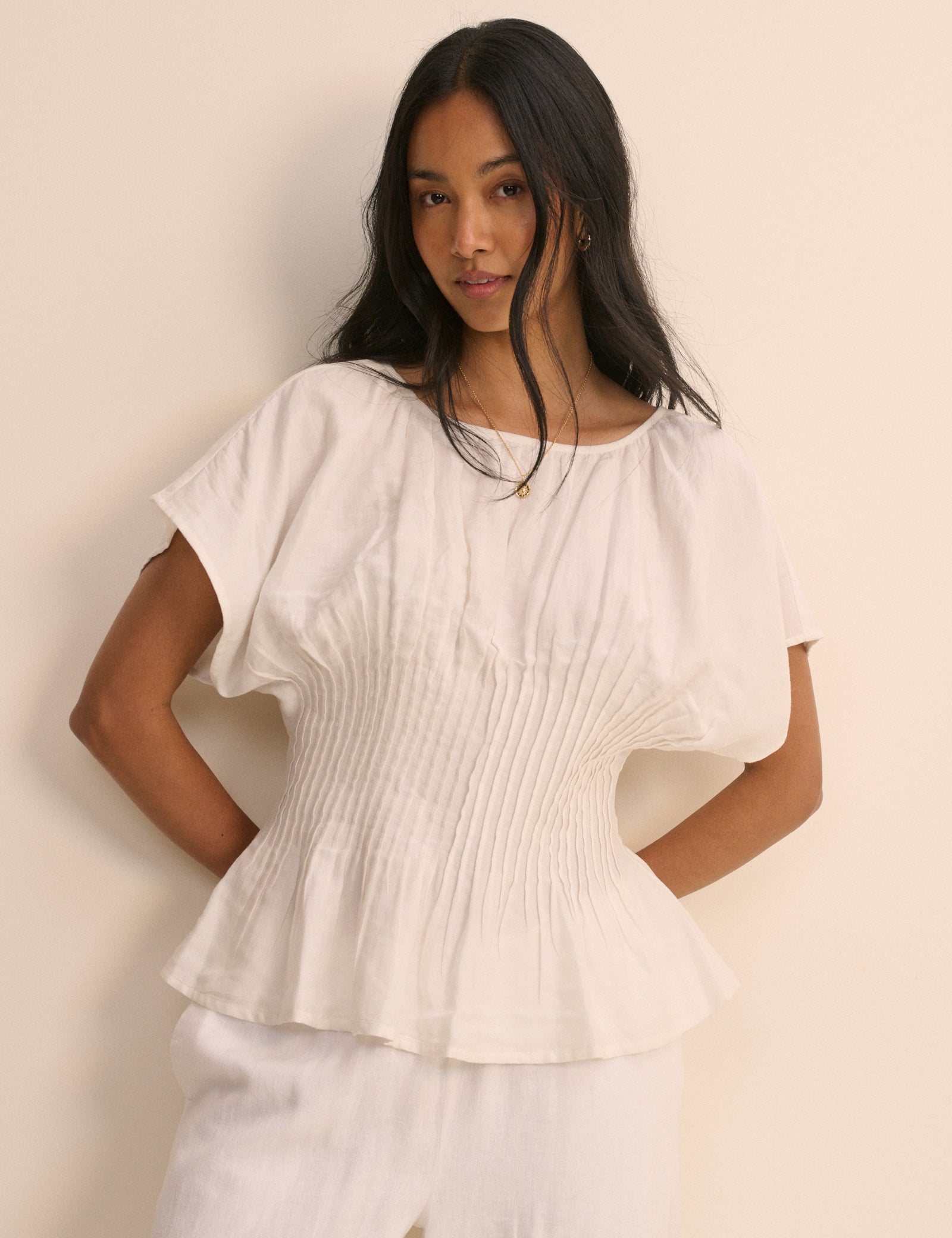 White Pinktuck Viora Top