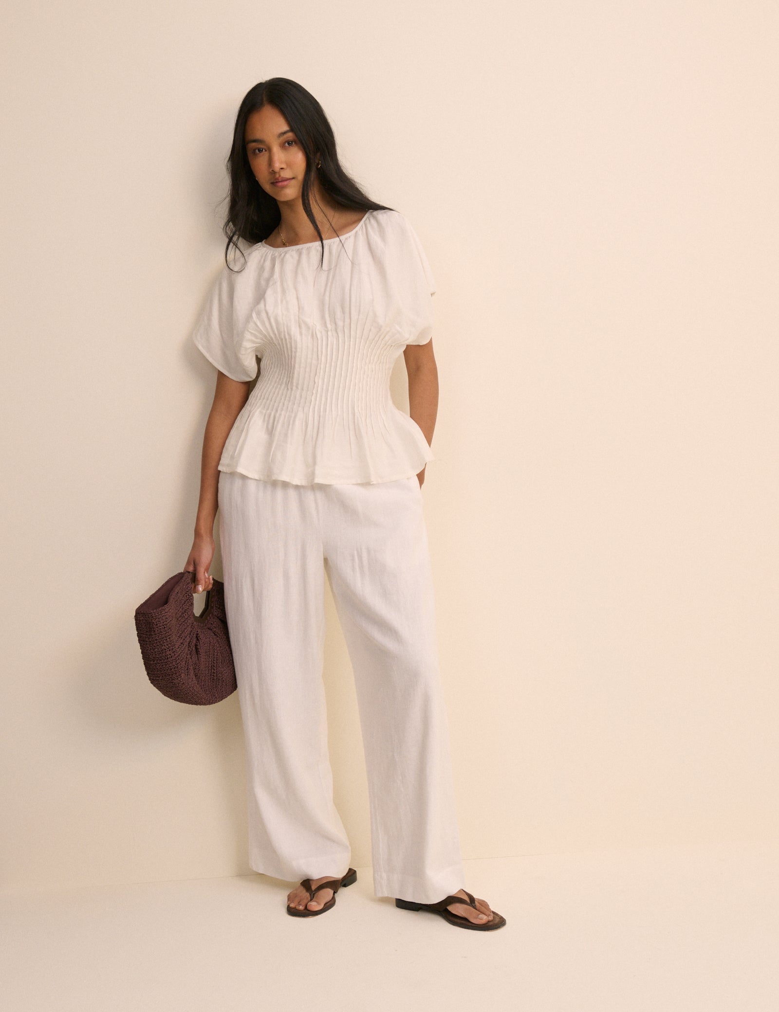White Pinktuck Viora Top