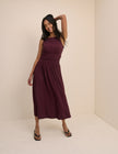 Plum Boat Neck Ayla Midi Dress