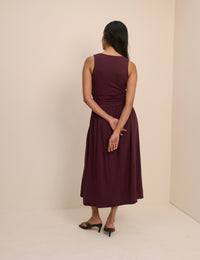 Plum Boat Neck Ayla Midi Dress