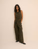 Green Check Linen-Blend Wide Leg Jerrow Trousers