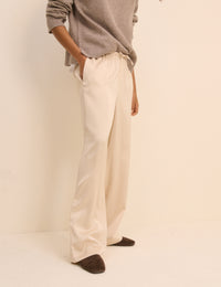 Cream Satin Wide Leg Lyra Trousers