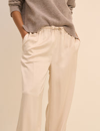 Cream Satin Wide Leg Lyra Trousers