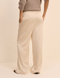 Cream Satin Wide Leg Lyra Trousers