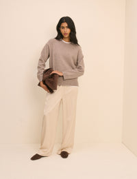 Cream Satin Wide Leg Lyra Trousers