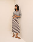 Brown Check Midi Slip Skirt