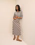 Brown Check Midi Slip Skirt