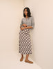 Brown Check Midi Slip Skirt